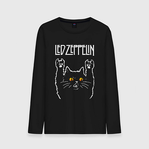 Мужской лонгслив Led Zeppelin rock cat / Черный – фото 1