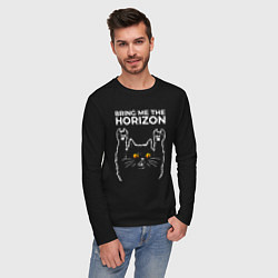 Лонгслив хлопковый мужской Bring Me the Horizon rock cat, цвет: черный — фото 2