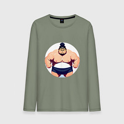 Лонгслив хлопковый мужской Борец сумо, цвет: авокадо