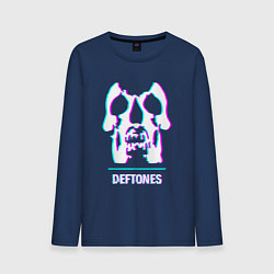 Лонгслив хлопковый мужской Deftones glitch rock, цвет: тёмно-синий