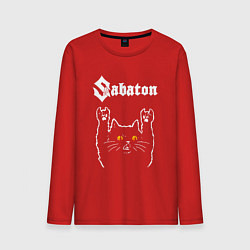 Лонгслив хлопковый мужской Sabaton rock cat, цвет: красный