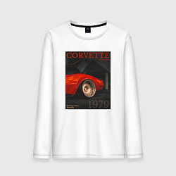 Лонгслив хлопковый мужской Обложка журнала Chevrolet Corvette C3, цвет: белый