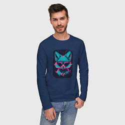 Лонгслив хлопковый мужской Whimsical Fox, цвет: тёмно-синий — фото 2