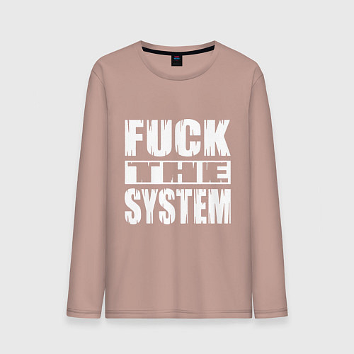 Мужской лонгслив SoD - f**k the system / Пыльно-розовый – фото 1