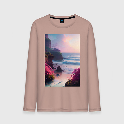Мужской лонгслив Вечер в бухте / Пыльно-розовый – фото 1