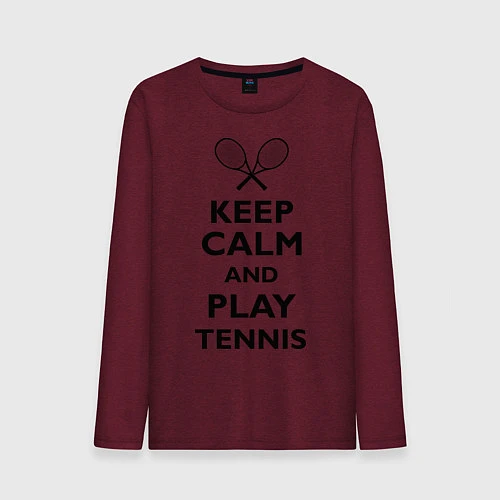 Мужской лонгслив Keep Calm & Play tennis / Меланж-бордовый – фото 1