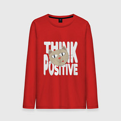 Мужской лонгслив Забавный кот и надпись Think positive