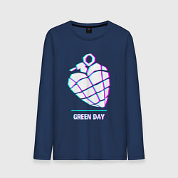 Лонгслив хлопковый мужской Green Day glitch rock, цвет: тёмно-синий