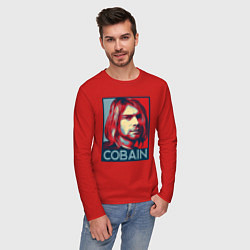 Лонгслив хлопковый мужской Nirvana - Kurt Cobain, цвет: красный — фото 2