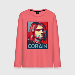 Лонгслив хлопковый мужской Nirvana - Kurt Cobain, цвет: коралловый
