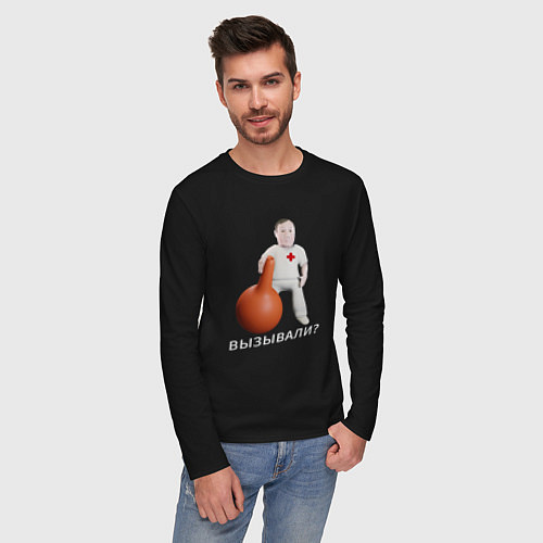 Мужской лонгслив Доктор и клизма / Черный – фото 3
