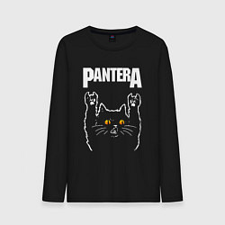 Лонгслив хлопковый мужской Pantera rock cat, цвет: черный