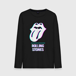 Лонгслив хлопковый мужской Rolling Stones glitch rock, цвет: черный