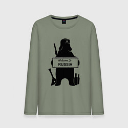 Мужской лонгслив Россия медведь балалайка водка ушанка