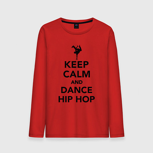 Мужской лонгслив Keep calm and dance hip hop / Красный – фото 1