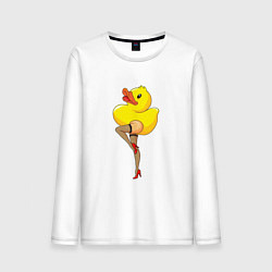 Лонгслив хлопковый мужской Эротичная утка, цвет: белый