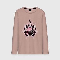 Лонгслив хлопковый мужской Blackpink - logo in yang, цвет: пыльно-розовый