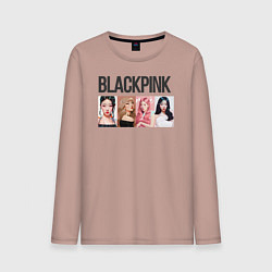Лонгслив хлопковый мужской Корейская поп-группа Blackpink, анимационный стиль, цвет: пыльно-розовый