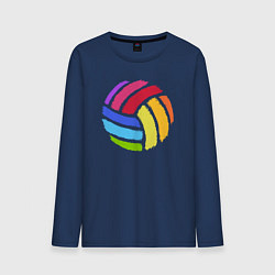 Лонгслив хлопковый мужской Rainbow volleyball, цвет: тёмно-синий