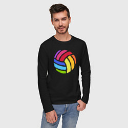 Лонгслив хлопковый мужской Rainbow volleyball, цвет: черный — фото 2