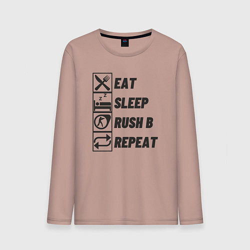 Мужской лонгслив Eat sleep rush b / Пыльно-розовый – фото 1