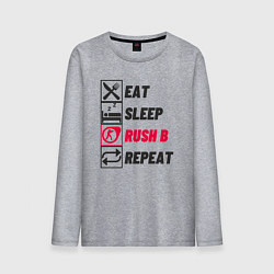 Лонгслив хлопковый мужской Eat sleep rush b repeat, цвет: меланж