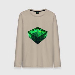 Лонгслив хлопковый мужской Куб из зелёного кристалла, цвет: миндальный