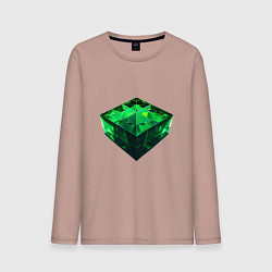 Лонгслив хлопковый мужской Куб из зелёного кристалла, цвет: пыльно-розовый