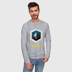Лонгслив хлопковый мужской Логотип Ethereum, цвет: меланж — фото 2