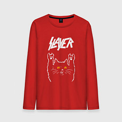 Лонгслив хлопковый мужской Slayer rock cat, цвет: красный