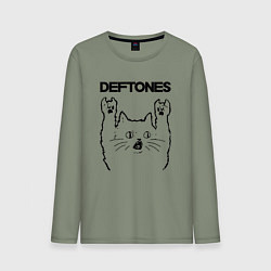 Лонгслив хлопковый мужской Deftones - rock cat, цвет: авокадо