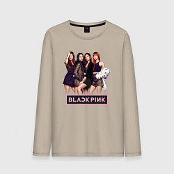 Лонгслив хлопковый мужской Rose Blackpink kpop, цвет: миндальный