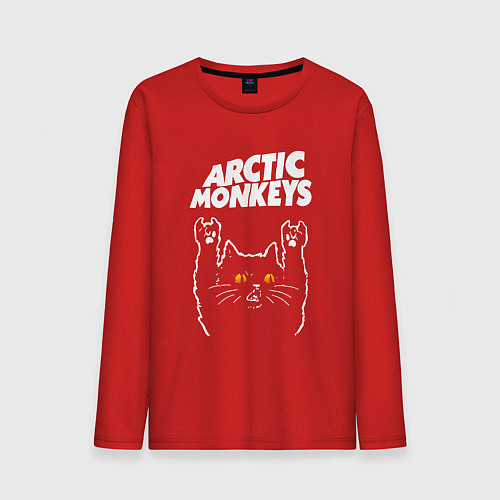 Мужской лонгслив Arctic Monkeys rock cat / Красный – фото 1