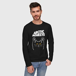 Лонгслив хлопковый мужской Arctic Monkeys rock cat, цвет: черный — фото 2