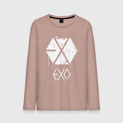 Лонгслив хлопковый мужской EXO лого, цвет: пыльно-розовый