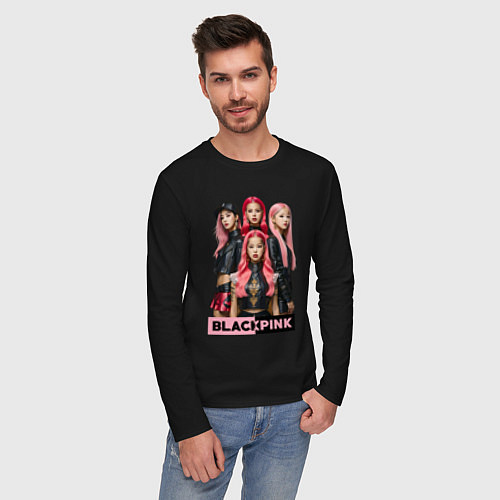 Мужской лонгслив Блэкпинк постер / Черный – фото 3