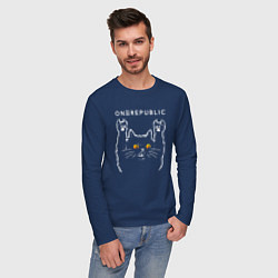 Лонгслив хлопковый мужской OneRepublic rock cat, цвет: тёмно-синий — фото 2