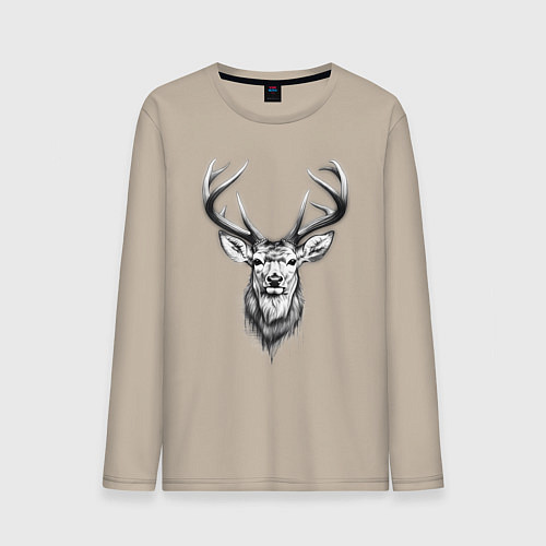 Мужской лонгслив Голова оленя эскиз / Миндальный – фото 1