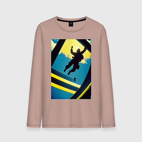 Мужской лонгслив Два парашютиста / Пыльно-розовый – фото 1