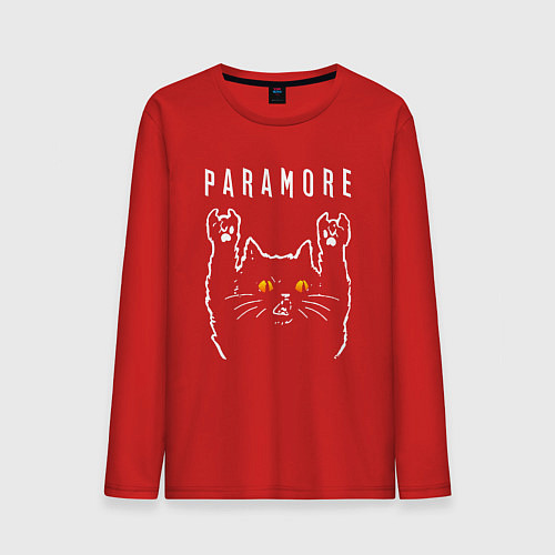Мужской лонгслив Paramore rock cat / Красный – фото 1