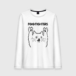 Лонгслив хлопковый мужской Foo Fighters - rock cat, цвет: белый
