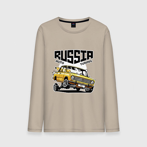 Мужской лонгслив Russia tuning car / Миндальный – фото 1