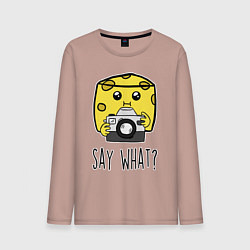 Лонгслив хлопковый мужской Cheese photographer, цвет: пыльно-розовый