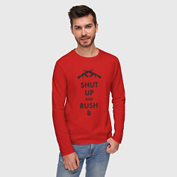 Лонгслив хлопковый мужской Shut up and rush b, цвет: красный — фото 2