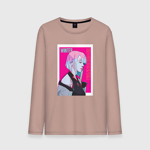 Мужской лонгслив Винтер из Aespa - киберпанка стиль / Пыльно-розовый – фото 1