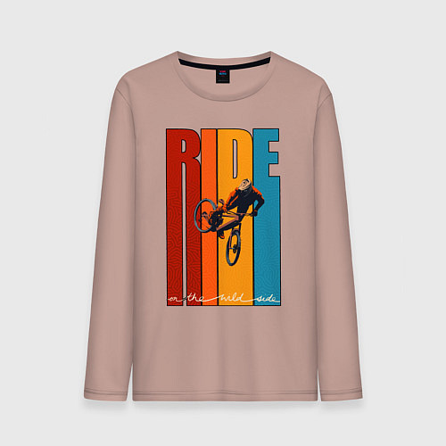 Мужской лонгслив MTB - ride / Пыльно-розовый – фото 1