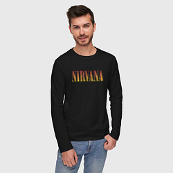 Лонгслив хлопковый мужской Nirvana logo, цвет: черный — фото 2