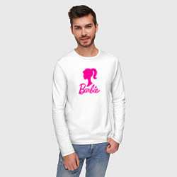 Лонгслив хлопковый мужской Розовый логотип Барби, цвет: белый — фото 2