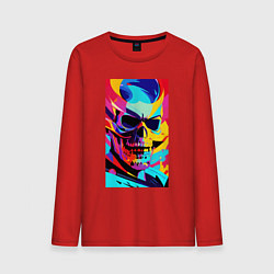 Лонгслив хлопковый мужской Cool skull - pop art, цвет: красный