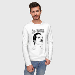 Лонгслив хлопковый мужской Freddie Mercury head, цвет: белый — фото 2